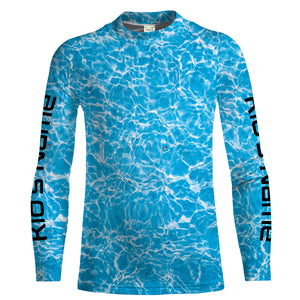 Blue ripped water camo Custom Long Sleeve performance Fishing Shirts UV Protection UPF 30+ - IPHW1550