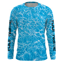 Load image into Gallery viewer, Blue ripped water camo Custom Long Sleeve performance Fishing Shirts UV Protection UPF 30+ - IPHW1550