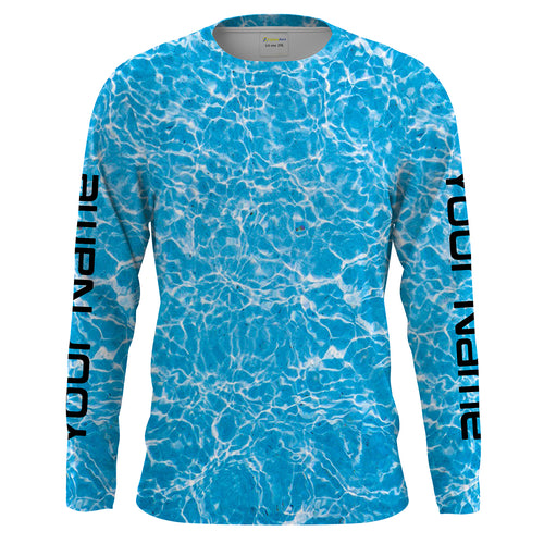 Blue ripped water camo Custom Long Sleeve performance Fishing Shirts UV Protection IPHW1550
