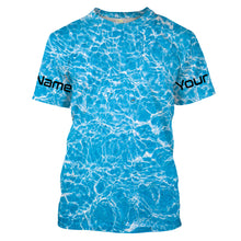 Load image into Gallery viewer, Blue ripped water camo Custom Long Sleeve performance Fishing Shirts UV Protection IPHW1550