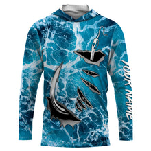 Load image into Gallery viewer, Fishing camo Fish hook Custom Long sleeve performance Fishing Shirts, sea waves camo Fishing jerseys IPHW2935