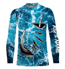 Load image into Gallery viewer, Fishing camo Fish hook Custom Long sleeve performance Fishing Shirts, sea waves camo Fishing jerseys IPHW2935