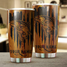 Load image into Gallery viewer, Rainbow Trout Fishing Tumbler American Flag Custom Stainless steel Tumbler cup | personalized Patriotic Fishing gifts 4th of July - IPHW37