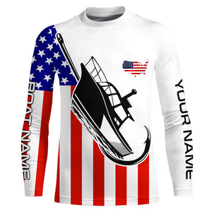 Custom Deep Sea Fishing Shirts With Boat Name, American Flag Saltwater Fishing Shirts IPHW4761