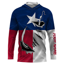Load image into Gallery viewer, TX Fishing 3D Fish Hook Texas Flag UV protection custom long sleeves shirts personalized fishing apparel gifts IPH1891