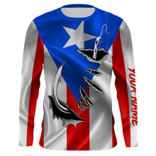 Load image into Gallery viewer, Puerto Rico Fishing 3D Fish Hook Flag UV protection custom Patriotic Fishing Shirts IPHW370