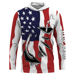 US Fishing Fish Hook American flag UV protection custom long sleeves shirts Patriotic fishing apparel IPH1900