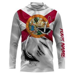 Florida Flag 3D Fish hook Custom Long Sleeve performance Fishing Shirts IPH1901