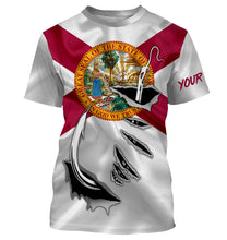 Load image into Gallery viewer, Florida Flag 3D Fish hook Custom Long Sleeve performance Fishing Shirts IPH1901