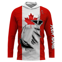 Load image into Gallery viewer, Canada Flag Fishing 3D Fish Hook UV protection quick dry customize name long sleeves shirts personalized Patriotic fishing apparel gift for Fishing lovers IPH1903