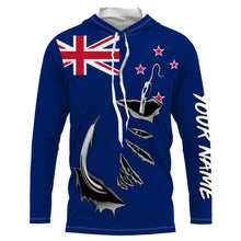 Load image into Gallery viewer, Fishing hook Newzealand Flag Long Sleeve Fishing Shirts, Personalized Patriotic Fishing gifts IPHW2643