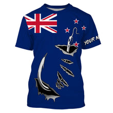 Load image into Gallery viewer, Fishing hook Newzealand Flag Long Sleeve Fishing Shirts, Personalized Patriotic Fishing gifts IPHW2643