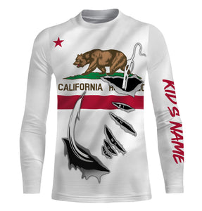CA Fishing 3D Fish Hook California Flag UV protection quick-dry Custom long sleeves shirts personalized fishing apparel gift for Fishing lovers IPH1904