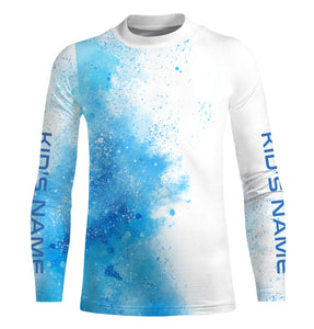 Blue water splash Custom Long sleeve performance Fishing Shirts, fishing camo tournament Shirt IPHW3589