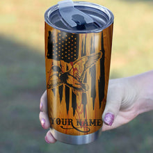 Load image into Gallery viewer, Duck Hunting American Flag Custom name 1PC  Stainless Steel Tumbler Cup - Personalized drinking mug for adults and kids - IPH2582