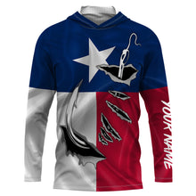 Load image into Gallery viewer, Custom Texas Flag Texas Fishing 3D Fish Hook UV Protection Long Sleeve personalized fishing apparel gift IPHW450