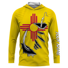 Load image into Gallery viewer, NM Fishing 3D Fish Hook New Mexico Flag UV protection quick dry customize name long sleeves shirts personalized fishing apparel gift for Fishing lovers IPHW472