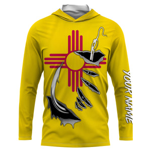 NM Fishing 3D Fish Hook New Mexico Flag UV protection quick dry customize name long sleeves shirts personalized fishing apparel gift for Fishing lovers IPHW472