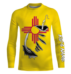 NM Fishing 3D Fish Hook New Mexico Flag UV protection quick dry customize name long sleeves shirts personalized fishing apparel gift for Fishing lovers IPHW472