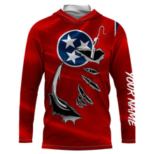 Load image into Gallery viewer, TN Fishing 3D Fish Hook Tennessee Flag UV protection quick dry customize name long sleeves shirts personalized fishing apparel gift for Fishing lovers IPHW474
