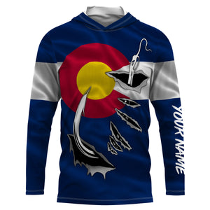 CO Fishing 3D Fish Hook Colorado Flag UV protection quick dry customize name long sleeves shirts personalized fishing apparel gift for Fishing lovers IPHW475