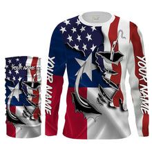 Load image into Gallery viewer, American Texas Flag Fish hook Custom UV Long Sleeve Fishing Shirts for men, women and kids, Patriotic Fishing gifts - IPHW814