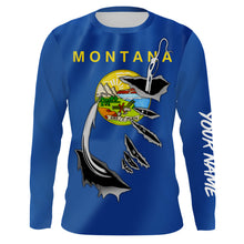 Load image into Gallery viewer, Montana Flag 3D Fish Hook UV protection custom long sleeves Fishing shirts fishing apparel IPHW477