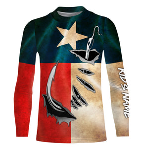 Vintage Texas Flag Custom Long Sleeve Fishing Shirts, Texas Fishing Apparel - IPHW663