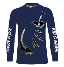 Load image into Gallery viewer, Fish hook Custom Navy blue Long Sleeve performance Fishing Shirts Fishing jerseys - IPHW1488