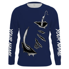 Load image into Gallery viewer, Fish hook Custom Navy blue Long Sleeve performance Fishing Shirts Fishing jerseys - IPHW1488