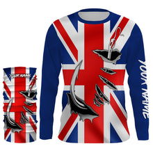 Load image into Gallery viewer, UK Fishing 3D Fish Hook England Flag Sun / UV protection quick dry customize name long sleeves shirts personalized Patriotic fishing apparel gift for Fishing lovers IPH1976