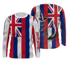 Load image into Gallery viewer, Hawaii State Fishing Custom Hawaiian Flag 3D Fish Hook UV Protection Long sleeve IPHW511