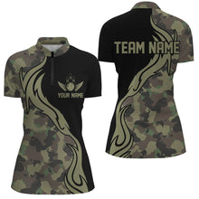 Load image into Gallery viewer, Military Green Camo Custom Army Bowling Team Shirts Ladies Bowling League Shirts IPHW5515