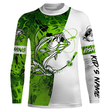 Load image into Gallery viewer, Largemouth Bass Fishing tattoo Lime green Camo Custom name All over print shirts Personalized Fishing gift for men, women and kid - IPH1344