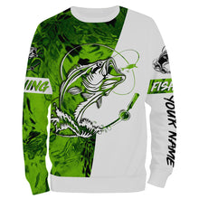 Load image into Gallery viewer, Largemouth Bass Fishing tattoo Lime green Camo Custom name All over print shirts Personalized Fishing gift for men, women and kid - IPH1344