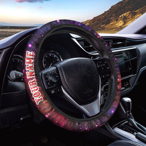 Pink Purple universe galaxy Custom Steering Wheel Cover, personalized astrology print Car Accessories - IPHW1022