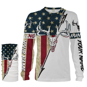 Bow Hunter Deer Hunting American Flag Custom All over print Shirts, Deer skull shirts - IPHW1158