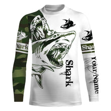 Load image into Gallery viewer, Shark Fishing Tattoo Green Camo Customize name 3D All over print shirts NQS662