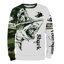 Load image into Gallery viewer, Shark Fishing Tattoo Green Camo Customize name 3D All over print shirts NQS662