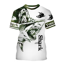 Load image into Gallery viewer, Shark Fishing Tattoo Green Camo Customize name 3D All over print shirts NQS662