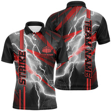 Load image into Gallery viewer, Custom Unisex Red Strike Bowling Polo / Quarter-Zip Shirts, Thunder Lightning Bowling Team Jersey IPHW6017