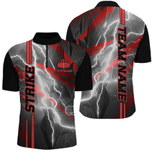 Load image into Gallery viewer, Custom Unisex Red Strike Bowling Polo / Quarter-Zip Shirts, Thunder Lightning Bowling Team Jersey IPHW6017