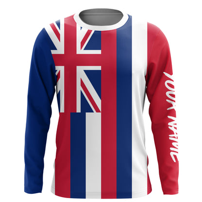 Hawaii State Hawaiian Flag Custom UV Long Sleeve Fishing Shirts - Personalized Fishing Gifts IPHW730