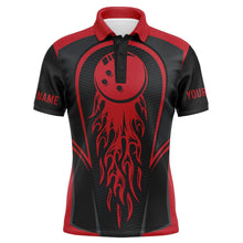Load image into Gallery viewer, Red Flaming Bowling Ball Custom Men&#39;S Bowling Jerseys, Matching Team Bowling Shirts IPHW4200
