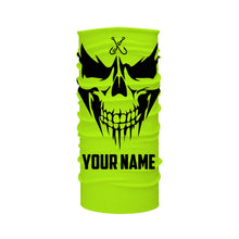 Load image into Gallery viewer, Fish on Fish Skull Custom lime green UV Long Sleeve performance Fishing Shirts, personalized Fishing apparel - IPHW1583