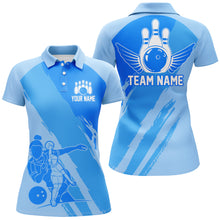 Load image into Gallery viewer, Custom Bowling Shirts For Women, Bowling Queen Team Jerseys, Bowling Girls Shirt  | Blue IPHW4516