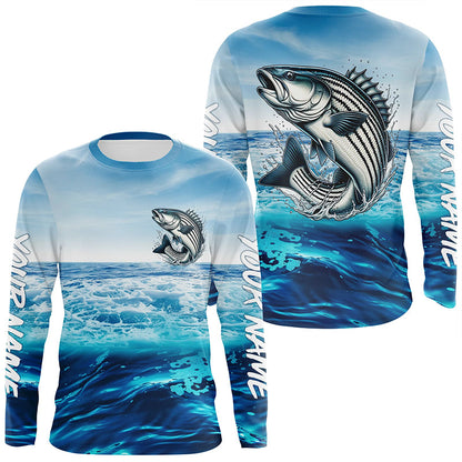 Striped Bass Fishing Custom Performance Long Sleeve Uv Shirts, Striper Saltwater Fishing Jerseys IPHW6114