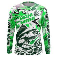 Load image into Gallery viewer, Custom Mahi Mahi Long Sleeve Uv Protection Fishing Shirts, Mahimahi Performance Shirts | Green Camo IPHW6150