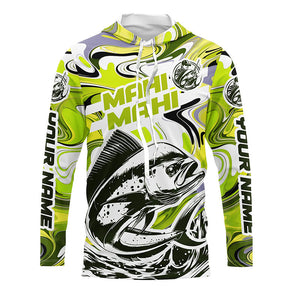 Custom Mahi Mahi Long Sleeve Uv Protection Fishing Shirts, Mahimahi Performance Shirts | Yellow Camo IPHW6155