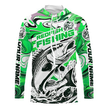 Load image into Gallery viewer, Redfish Fishing Custom Performance Long Sleeve Uv Shirts, Saltwater Camo Fishing Shirt | Green IPHW6156